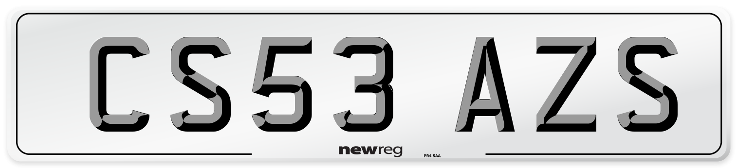 CS53 AZS Number Plate from New Reg